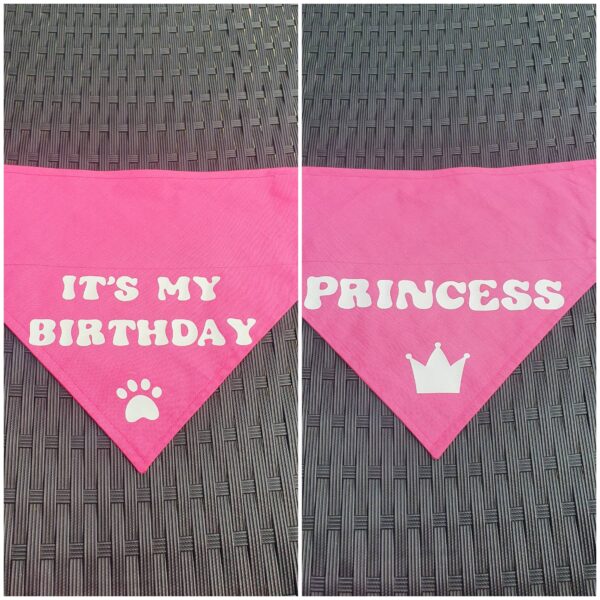Handmade Slide on Collar Reversible Pink Birthday Bandana